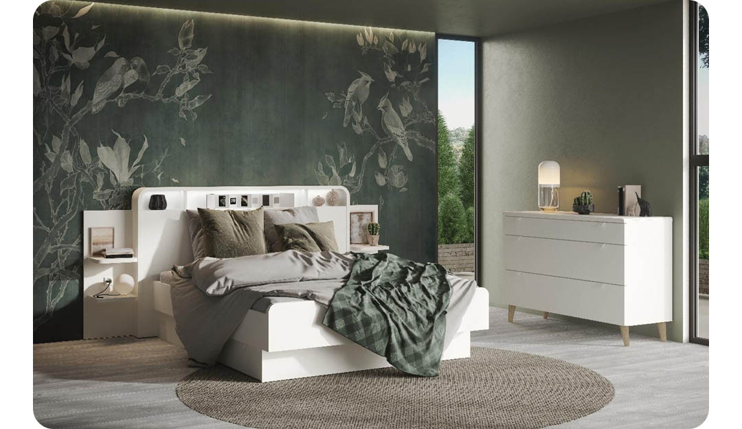 lit moderne bloom blanc avec tiroirs