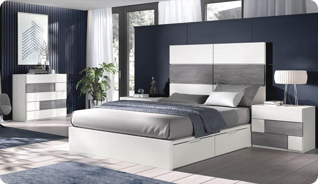 lit blanc moderne avec tiroirs